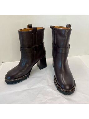 New See by Chloé Hana Ankle Boot Cedar Brown Heel Women’s 38 or 7 Luxury NWOB
